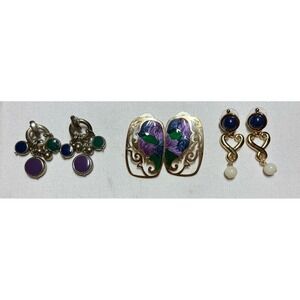 Lot of 9 pairs of assorted pierced enamel vintage earrings